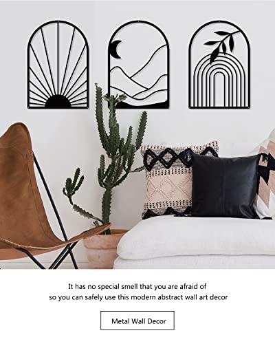 Sokurdeg Boho Black Metal Wall Decor Black Minimalist Wall Art Bohemian Line Metal Wall Art Black Boho Wall Art For Bedroom Bathroom Living Room (3 Pack, 12 X 17 In) #TOP5