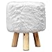 ToCi Haushalt Pouf avec Housse Fourrure et Jambes de Bois Blanc Ø 31 x H39 cm Tabouret Pouf rembourré Fourrure schemel