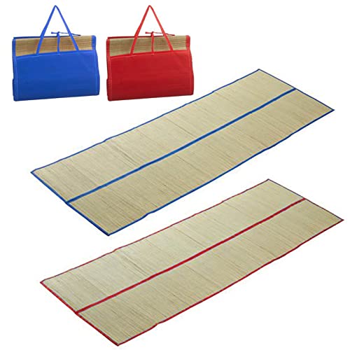Juego de 2 alfombrillas para playa, 180 x 60 cm, plegables, color azul, rojo, con asas de transporte Cover