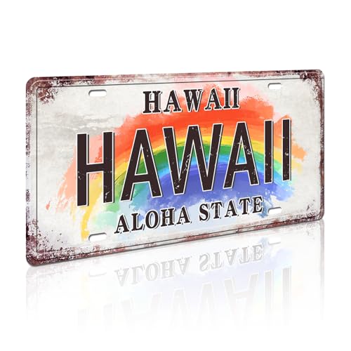 Deruuc Aloha Hawaii State Metal Tin Sign 12x6 Inch (HAWAII)