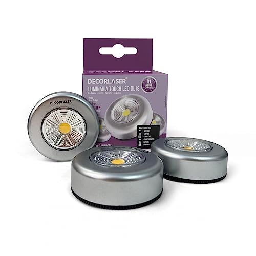 Kit c/3 Mini luminárias led emergência p/armários, móveis, prateleiras, botton c/3 pilhas Branco Fri