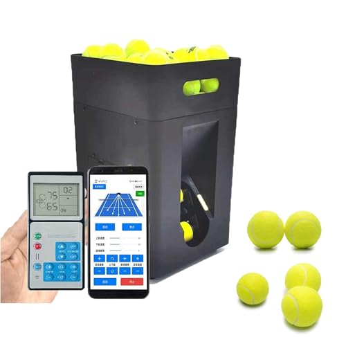 Portable Tennis Ball Machine with Remote & APP Control, Three-Position Adjustable Pull Rod, No Worries for Single Person Training