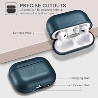 ICARER Leder Hülle für AirPods Pro 3 2025 Schutzhülle Tasch, Blau | Premium Echtleder, Stoßfeste Schutzhülle, LED sichtbar, Unterstützung Wireless Ladegerät, Einfaches Anbringen und Abnehmen – Ansicht 4