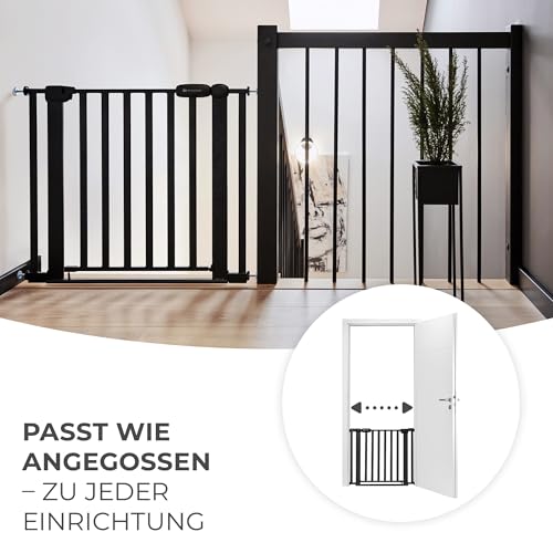 Kinderkraft Lock&GO Treppenschutzgitter Ohne Bohren, Türschutzgitter, Kinderschutzgitter, von 75 bis 103 cm, 90 Grad öffnen, doppelte Verriegelung, Schwarz