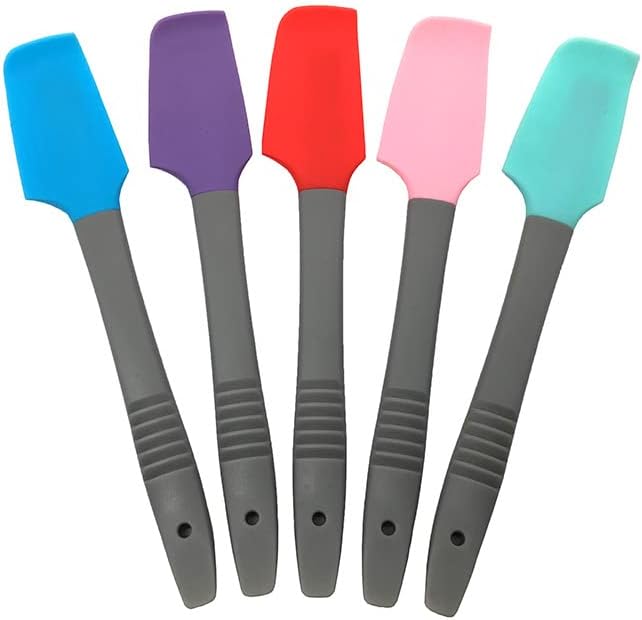 Kitchen Curved Spatula Mini Set - Silicone Scraper Food Jar Curved Spatula for Cooking Baking Frosting or Mixing