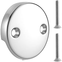 U2693-PK Replacement Overflow Plate, Dual Hole Bathtub Drain Overflow Plate with Two Matching Screws, Chrome, 1 Pack