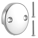 U2693-PK Replacement Overflow Plate, Dual Hole Bathtub Drain Overflow Plate with Two Matching Screws, Chrome, 1 Pack