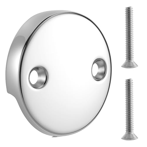 U2693-PK Replacement Overflow Plate, Dual Hole Bathtub Drain Overflow Plate with Two Matching Screws, Chrome, 1 Pack