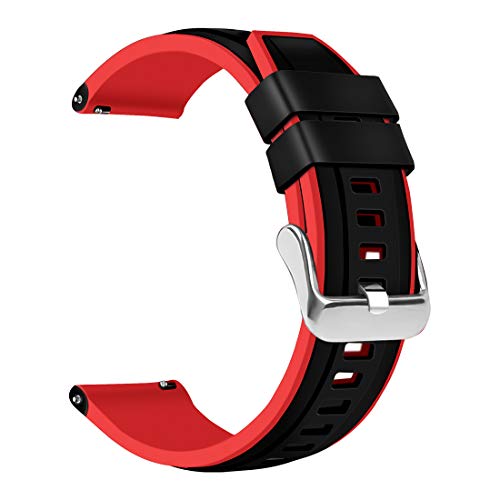 Coholl Correa Compatible con Huawei Watch GT2 46mm/Watch GT 46mm/Watch GT Active/Watch 2 Pro/Honor Watch Magic/Galaxy Watch 46mm/Gear S3/Gear 2,22mm Silicona Correa de Repuesto Pulsera,Rojo Negro Cover