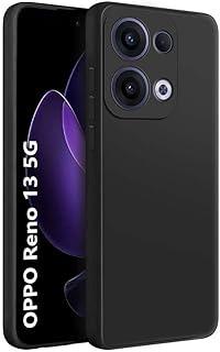 جراب سيليكون متوافق مع اوبو رينو 13 5G ، مصنوع من جل السيليكون الناعم والمطاط مضاد للصدمات بلمسة نهائية غير لامعة وبطانة داخلية من القماش (أسود)