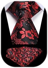 HISDERN Men's Wedding Tie and Handkerchief Houndstooth Check Plaid Tie Party Business Formal Necktie & Pocket Square Set