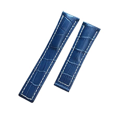 spessore: circa 2-3 mm REFKIT 22mm 24mm Cinturino in Vera Pelle Blu Marrone Nero for Cinturino Orologio Breitling for Cintura Avenger for Bracciale Navitimer (Color : Blue, Size : 22mm)