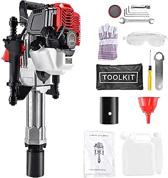 52cc Gas T Post Driver, 1900W 2 Stroke Fencing Tool with 2 Sleeves