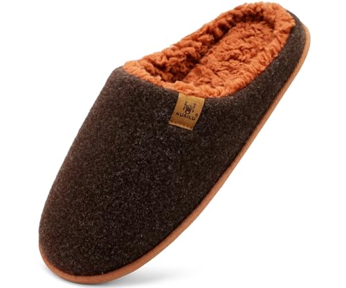 Image of KuaiLu Mens House Memory Foam Slippers with Comfortable Warm Plush Lining