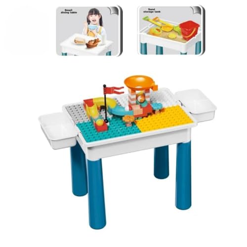 طاولة مكعبات 2 في 1 ومكتب تعليمي للاطفال، متعددة الوظائف مع 114 مكعب وكرسي