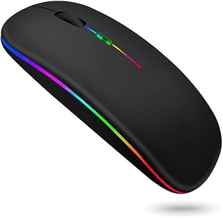 ماوس لاسلكي احترافي بإضاءة RGB - فائق النحافة، صامت، وقابل لإعادة الشحن (اتصال مزدوج: بلوتوث + USB 2.4GHz)