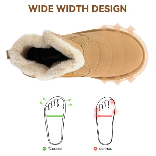 Image of Women's Wide Toe Waterproof Chelsea Orthopedic Boots Ankle Slip on Booties Low Heel Comfortable Flat Lightweight Walking Boots