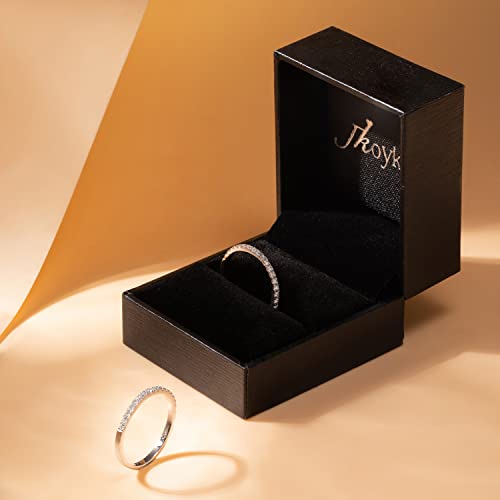 Jkoykoy Moissanite Wedding Band For Women,0.3Ct-1.8Mm White Gold Plated Sterling Silver Rings For Women,Top Moissanite Half Eternity Bands,Stackable Anniversary Rings #TOP5