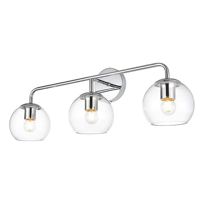 Living District Genesis 3-Light Iron & Glass Bath Sconce in Chrome/Clear