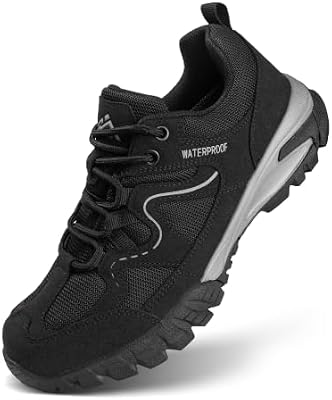 CC-Los Women's Waterproof Lightweight Hiking Shoes Non-Slip Outdoor Walking Black 7