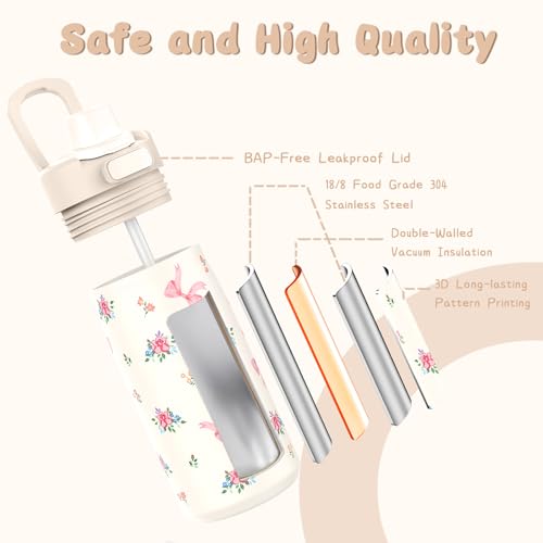 4PCS Corduroy Girls Backpack w/ Water Bottle & Lunch Bag (Bow Tie Flower) by ACESAK - Used condition - Image 3