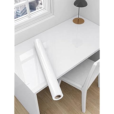 Glossy White Wallpaper Peel and Stick Wallpaper Shiny Self Adhesive Removable Wallpaper,15.8" X 393"Waterproof Countertop Paper White Contact Paper for Cabinet Countertop Furniture Kitchen Vinyl Film Cover