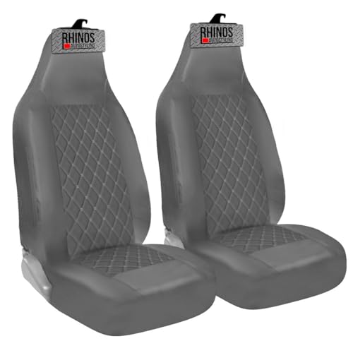 rhinos autostyling For VW Volkswagen Golf MK7 - Premium Luxury Car Seat Covers - Grey Quilted Diamond Leather - 2 x Fronts