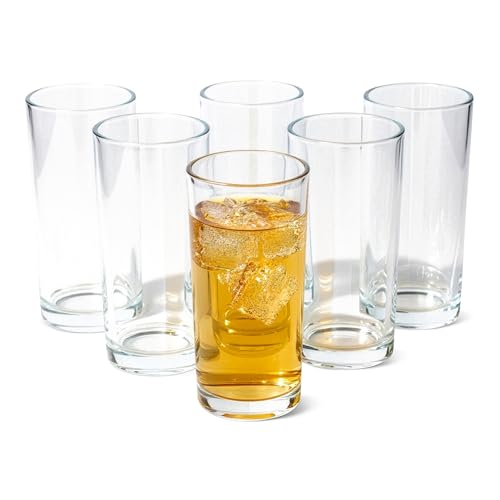 Amazon Basics Drinking Glasses 6-Piece Set 444ml Dishwasher-Safe