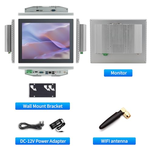 Image of 12.1 inch Industrial Touch Panel PC, Ratio 4:3 Multi-Touchscreen-Monitor,Wall Mounted Touch Screen Panel Computer,WiFi & Built-in Speakers,IP65 Front,Win 11 I5 RAM 8G+512G SSD