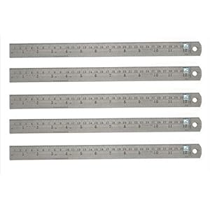 LOVELY Kristeel 12 Inch Stainless Steel Scale Ruler (Set of 5)