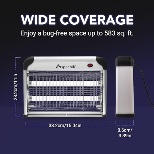 ASPECTEK Potente insetticida elettrico da 20 W per interni con forza di attrazione ultravioletta, insetti, insetticida mosche, antizanzare per interni (spina UE)