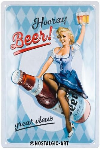 Nostalgic-Art Retro tin sign, 7.9" x 11.8", Hooray Beer (0,28mm) – Gift idea for beer fans, made of metal, vintage design image 5