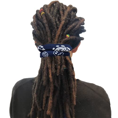 2Pcs Dreadlocks Hair Ties Wrap Bendable Hair Bands For Dreads Iron Wire Ponytail Holders For Women Men Locs Braids Twists Long Thick Curly Hair(25Inch,Black & Bohemian Blue) #TOP6