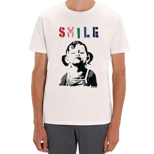 Banksy Smile Girl Graffiti Street Art - Camiseta de arte urbano clásico para hombre y mujer, blanco, 50
