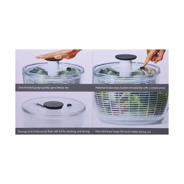 OXO Good Grips Salad Spinner | Lettuce Spinner | Fruit Washer | Fruit Washing Bowl with Strainer | Vegetable Cleaner | Salad Cleaner | Lettuce Washer | 6.22 Quart Capacity (Pack of 4) 19