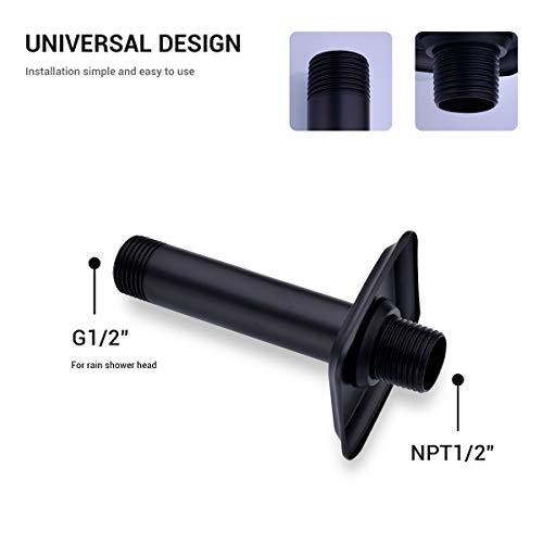 Black Shower Arm With Flange 4 Inches Stainless Steel Ceiling Mounted Extender Arm For Rainfall Shower Head, Matte Black #TOP3