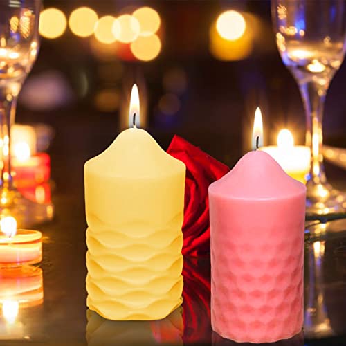 Huakener Candle Molds Silicone, Wavy Candle Mold And Rhombus Candle Mold 2 Pcs Pillar Silicone Mold For Aromatherapy Candle Soap Making Epoxy Resin Casting Home Decor #TOP4