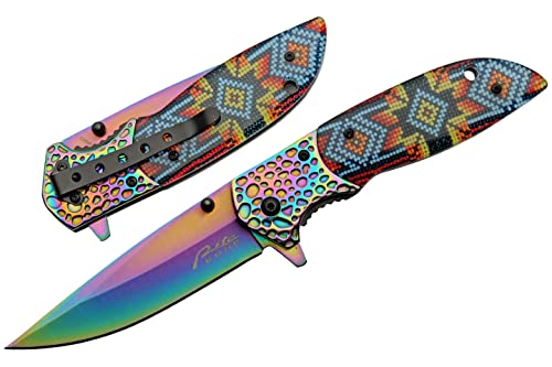 Szco Supplies 8.5” Mosaic Rainbow Assisted Open Liner Lock Edc Folding Knife, Multicolor (300534) #TOP23
