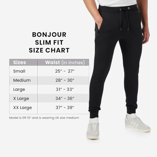 Bonjour® - Slim Fit Joggers for Men | Men's Joggers with Zip Pockets - Ideal for Every Day Wear - Breathable, Comfortable, Soft Feel Jogging Bottoms (Black Large) - Image 5