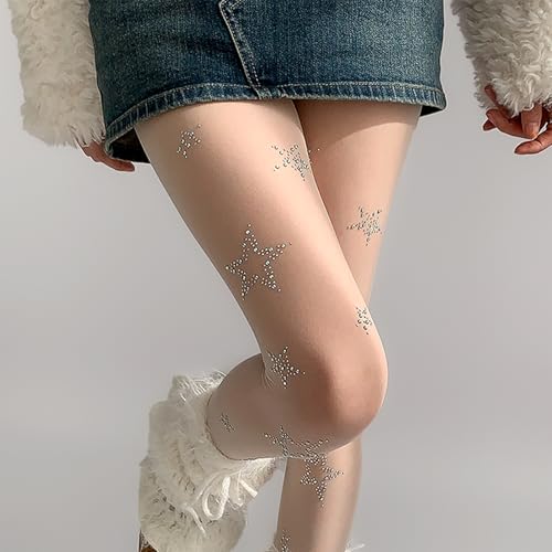 Women's Sparkle Rhinestone Tights, Black Glitter High Waist Sheer Leggings Crystal Party Concert Outfit Stockings4