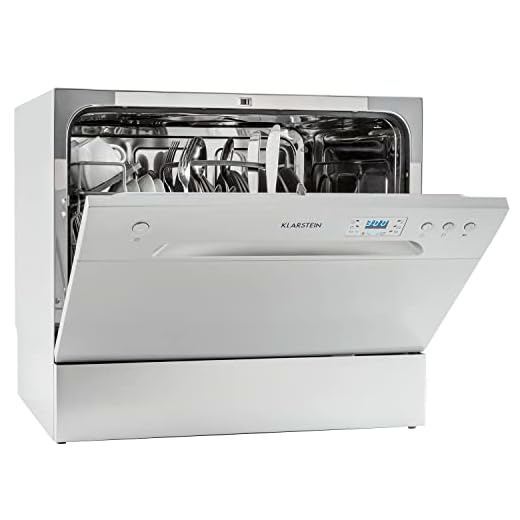 Klarstein Amazonia 6 - Lastoviglie Compatta Salvaspazio, da Tavolo, Classe A+, 1380w, Per 6 Coperti, 6 Programmi, Risparmio Energetico, 55x43,5x49,5cm, Possibilitá Incasso, Argento