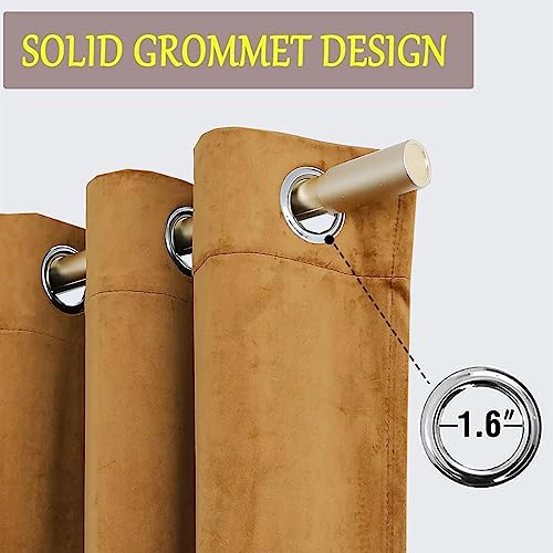 Image of Amazon Brand - Umi Velvet Eyelet Door Curtains with pom pom Lace for Living Room Bedroom Kitchen 1 pc Pack in Brown Color (Windows - 4 feet x 4 feet)