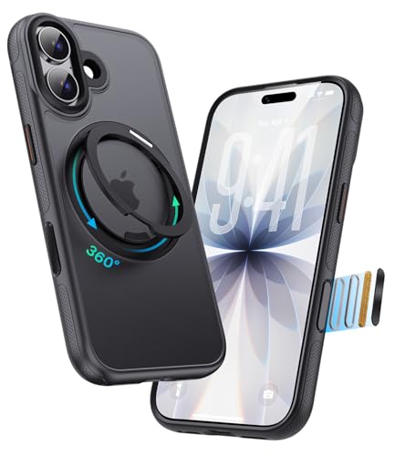 Tekka iPhone 17 ケース 360°回転スタンド MagSafe対応 リング一体型