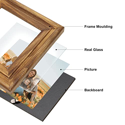 Wisadd Vertical & Horizontal 4X6 Picture Frames Double Hinged Wood Folding Photo Frames With Real Glass Front Fit For Desktop Or Tabletop, Wood Grain Xzon-V46-H64 #TOP3