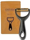 A Bar Above Gold Citrus Peeler, Stainless Steel Fruit Peeler for Garnishes and Cocktail Twists, Comfortable Grip Peeling Tool for Oranges, Lemons, Limes, Bartender Accessory, Kitchen Essentials, Gold