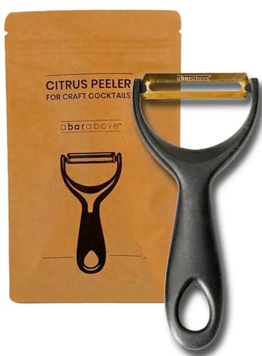 A Bar Above Gold Citrus Peeler, Stainless Steel Fruit Peeler for Garnishes and Cocktail Twists, Comfortable Grip Peeling Tool for Oranges, Lemons, Limes, Bartender Accessory, Kitchen Essentials, Gold