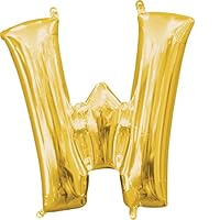 Anagram CI: Letter W L16 Foil Balloon, 33 cm Size, Gold