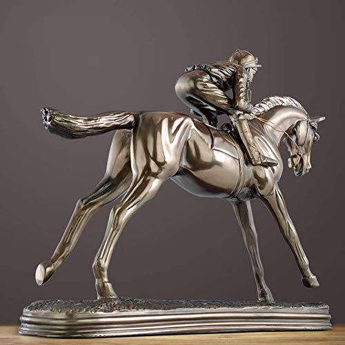 Liushi Desktop Horse Racing Sculpture, Cold Cast Bronze Horse Racing Figurine Jumping Horse Racing Statue Desktop Decoration Desk Decoration 32 26 7.5Cm #TOP4