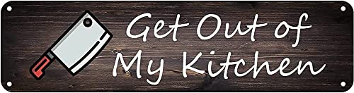 KIOZIY Get Out of My Kitchen Sign Rustic Hanging Wall Plaque Signs Wall Art Decoration 4x16 Inch