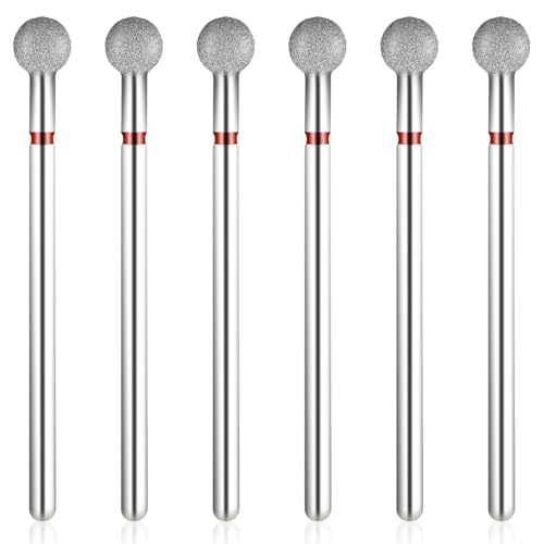 Piriuuo 6 Pcs Nail Drill Bits Ball Bit Nail Drill Cuticle Bit For Nail Drill 3/32'' Cleaning Nail Bits Professional Cuticle Drill Bits for Acrylic Manicure Pedicure Cuticle Gel Polishing